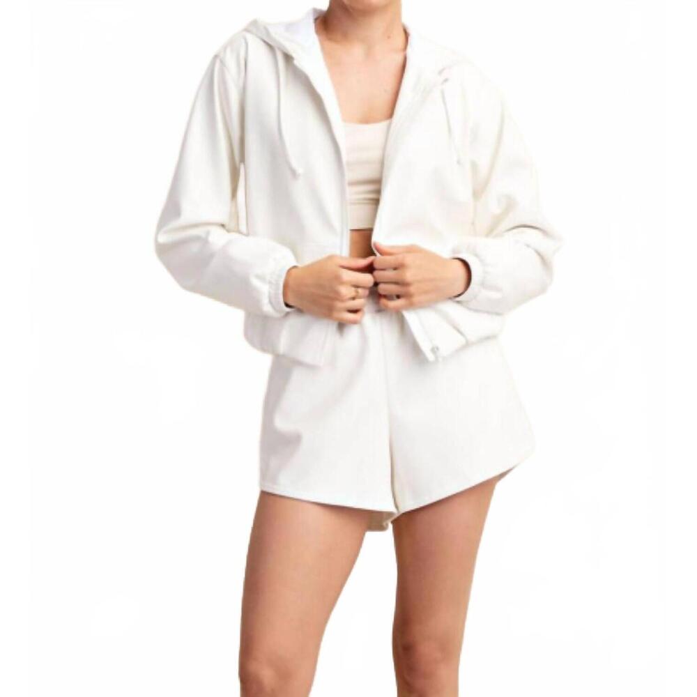 NEW RAE MODE women's lovell faux leather jacket in ivory